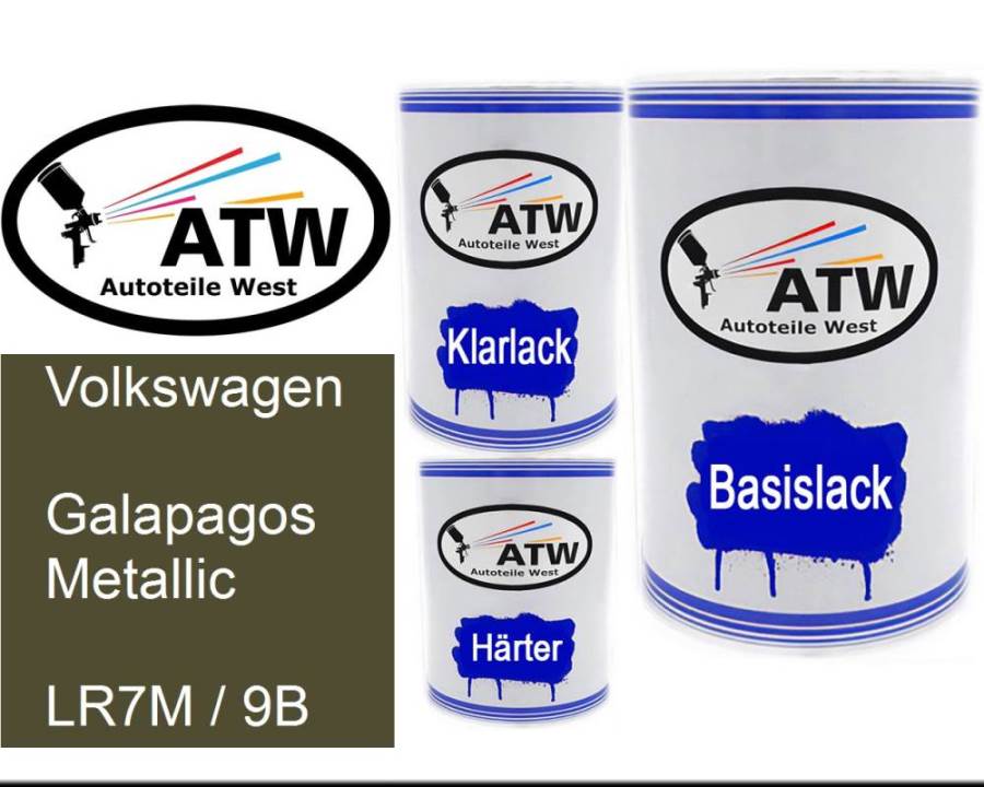 Volkswagen, Galapagos Metallic, LR7M / 9B: 500ml Lackdose + 500ml Klarlack + 250ml Härter - Set, von ATW Autoteile West.